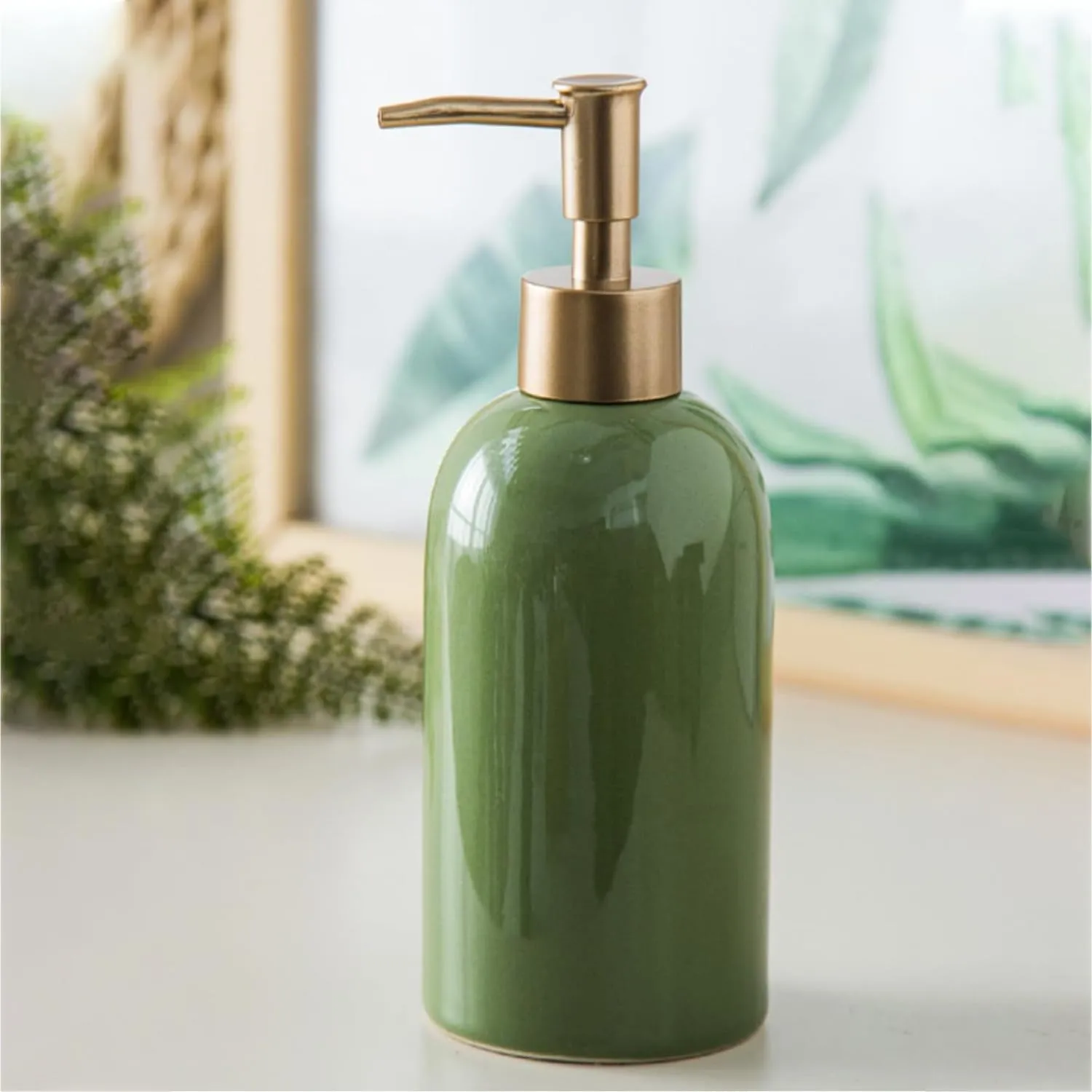 Homestic Liquid Soap Dispenser | Handwash Soap Dispenser | Soap Dispenser for Wash Basin | Shampoo Dispenser Bottle | Bathroom Dispenser Bottle | 420 ML | Green