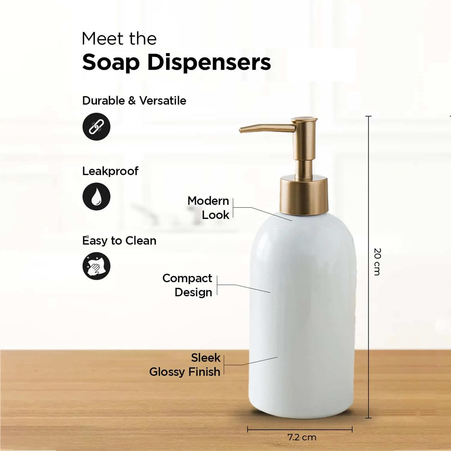 Homestic Liquid Soap Dispenser | Handwash Soap Dispenser | Soap Dispenser for Wash Basin | Shampoo Dispenser Bottle | Bathroom Dispenser Bottle | 420 ML | White