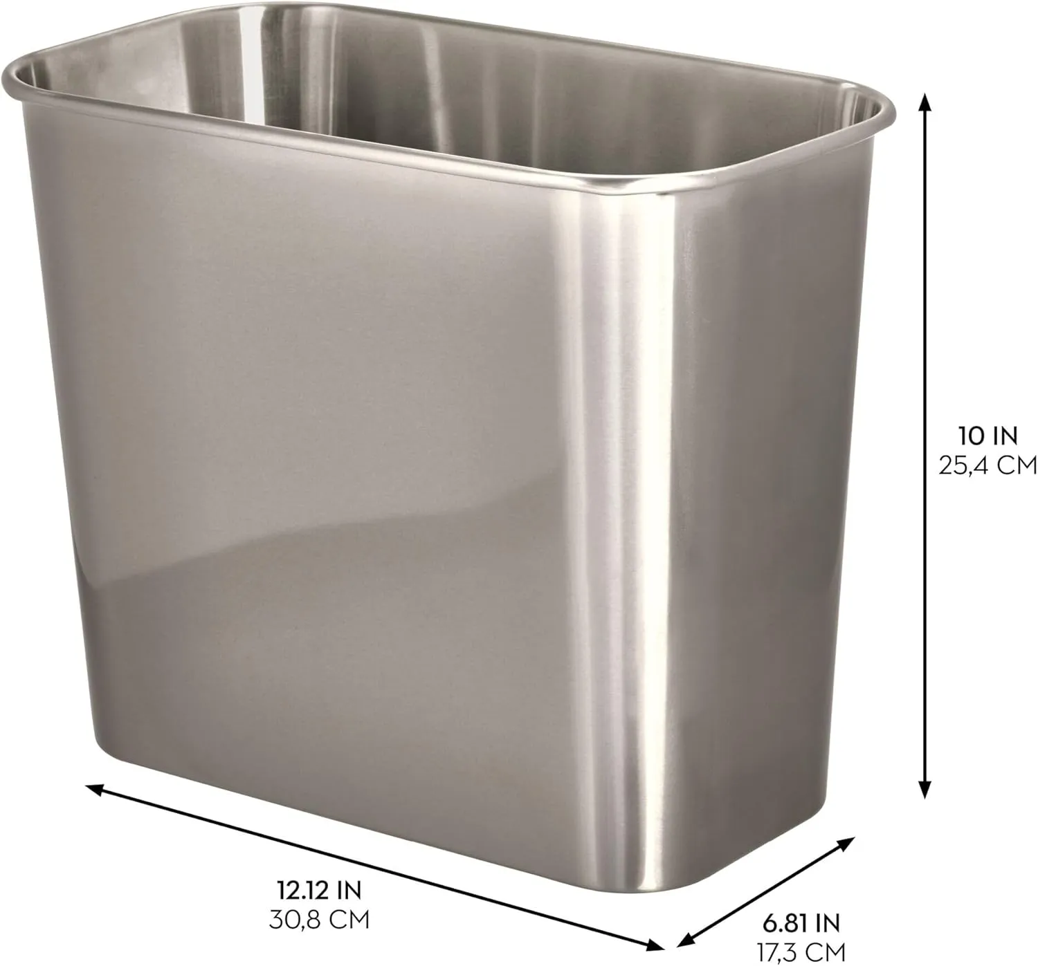 iDesign Mia Small Waste Can – Brushed Stainless Steel