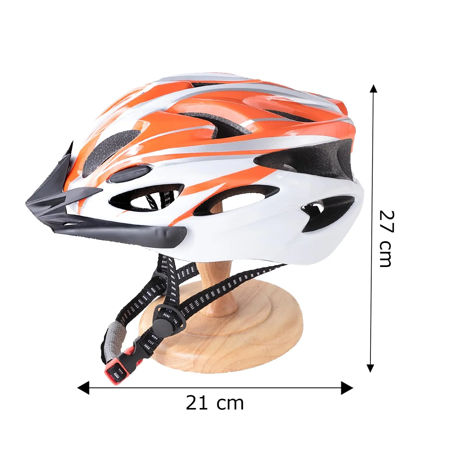 Kuber Industries Cycling Helmet with Detachable Visor|Helmet for Mountain, Road Bike & Skating|Breathable & Adjustable Bicycle Helmet|Ideal for Adults and Kids (Orange & White)