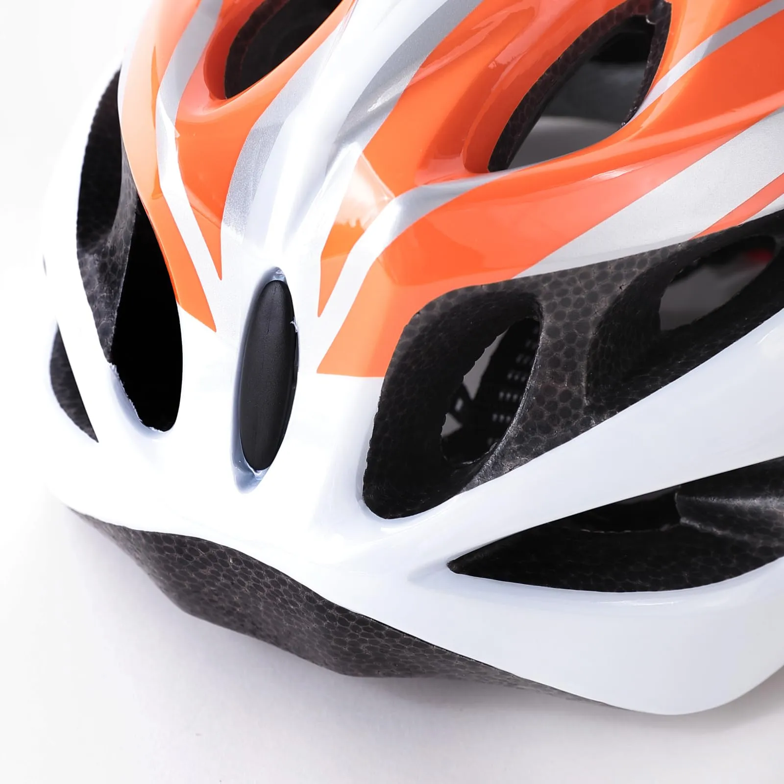 Kuber Industries Cycling Helmet with Detachable Visor|Helmet for Mountain, Road Bike & Skating|Breathable & Adjustable Bicycle Helmet|Ideal for Adults and Kids (Orange & White)