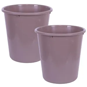 Kuber Industries Dustbin | Open Dustbin | Plastic Garbage Dustbin | Dustbin For Kitchen | Dustbin For Bathroom | Office Dustbin | Plain Sada Dustbin | 7 LTR | 066 | Pack of 2 | Brown