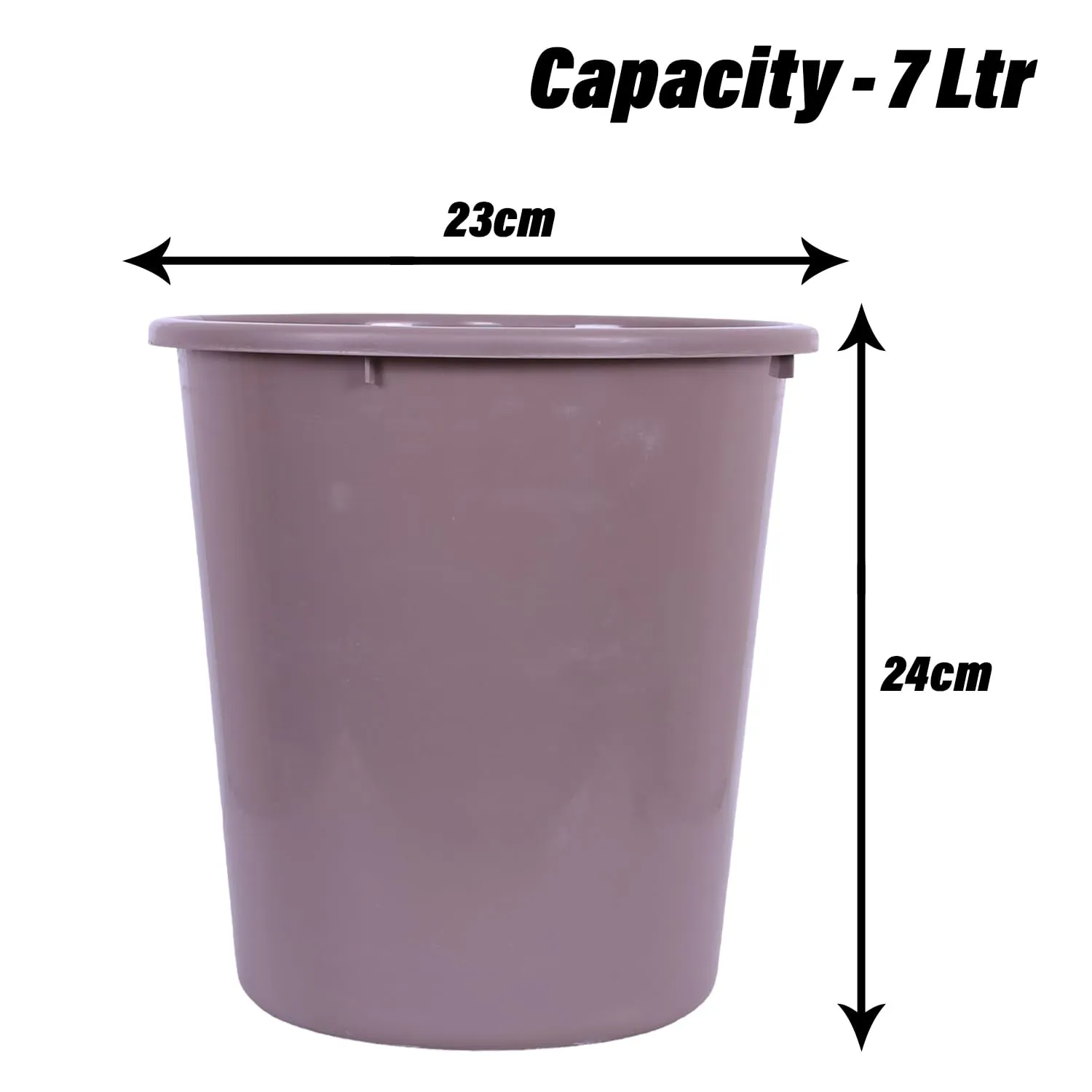 Kuber Industries Dustbin | Open Dustbin | Plastic Garbage Dustbin | Dustbin For Kitchen | Dustbin For Bathroom | Office Dustbin | Plain Sada Dustbin | 7 LTR | 066 | Pack of 2 | Brown