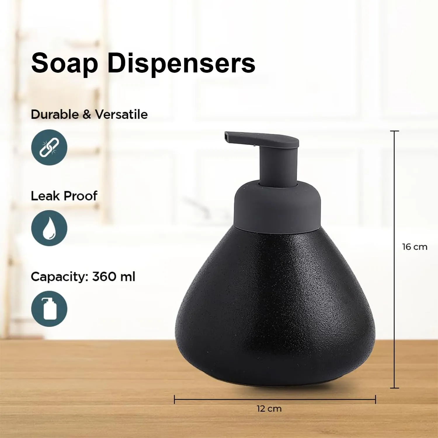 Kuber Industries Liquid Soap Dispenser | Handwash Soap Dispenser | Soap Dispenser for Wash Basin| Bathroom Dispenser Bottle | 18 Piece | Pack of 6 | 360 ml | JY00019 | Black