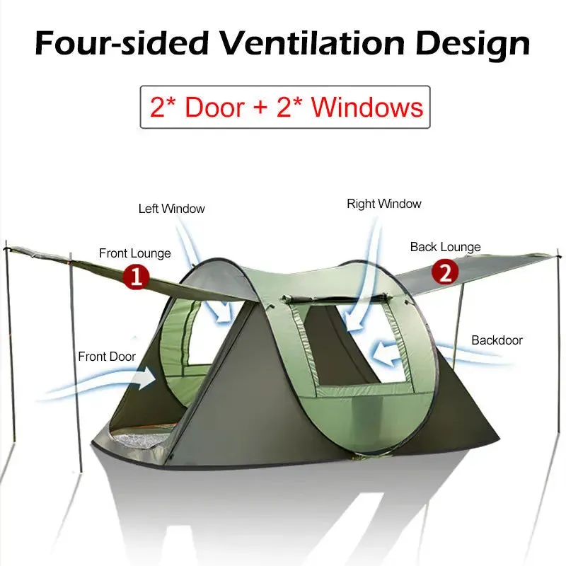 Large Capacity 4 to 5 Persons Automatic Pop Up Camping Tent-Large Capacity Camping Tent