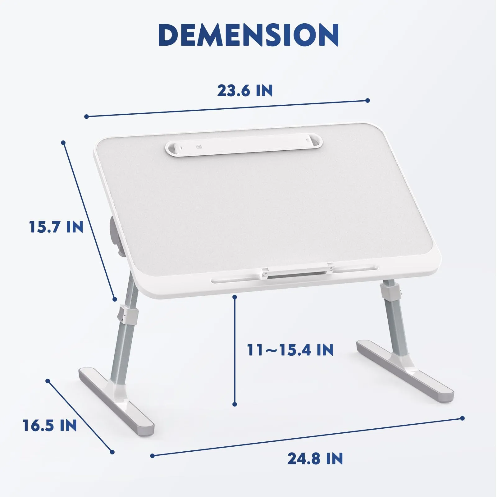 LASTOOLS Bed Table with Led Light, Lap Desk for Laptop, Adjustable Laptop Table for Reading and Work (Grey)