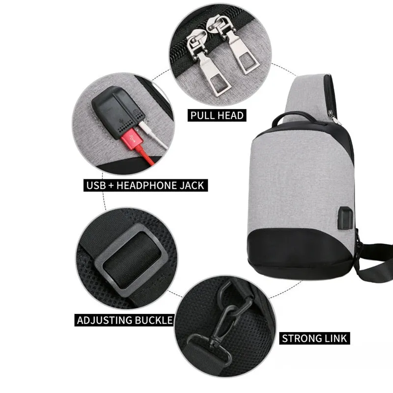 Lightweight Compact Sling Bag with USB Charging