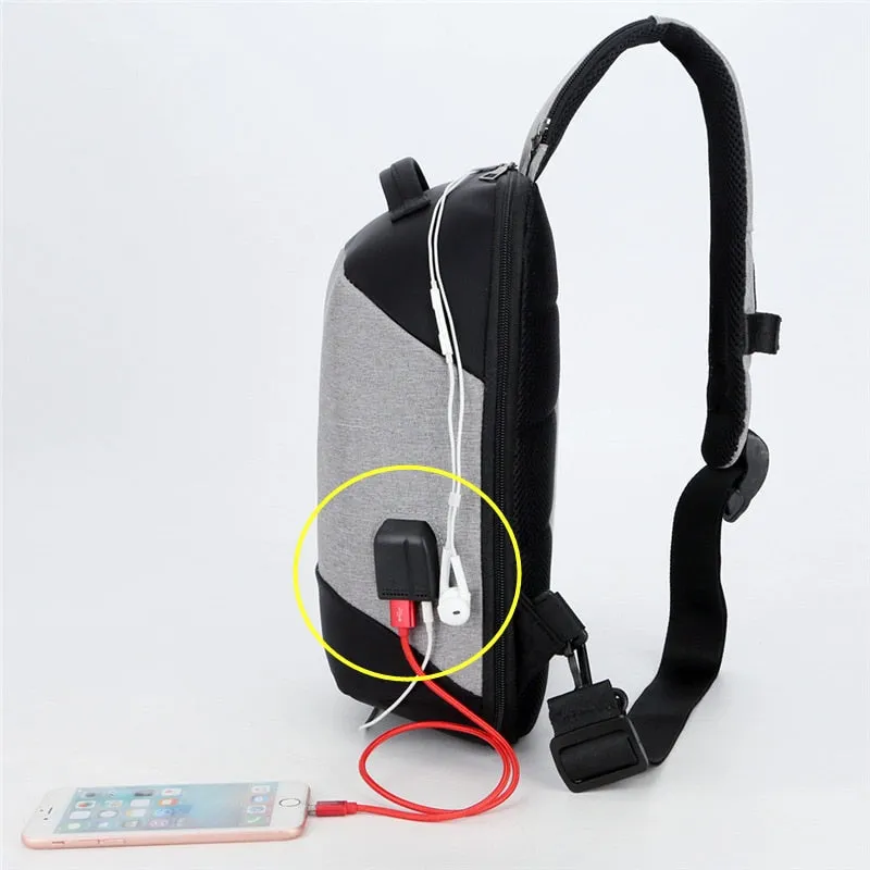 Lightweight Compact Sling Bag with USB Charging