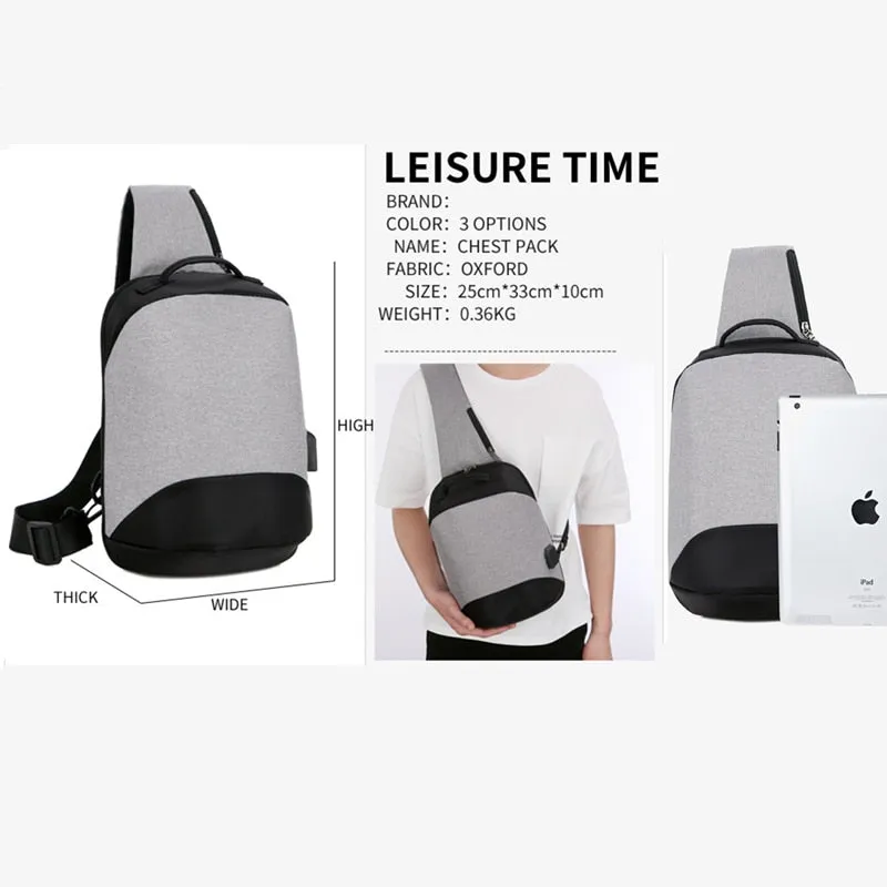 Lightweight Compact Sling Bag with USB Charging