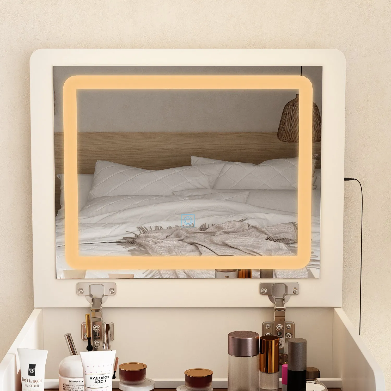 Makeup Vanity Desk with Lights and Flip Mirror