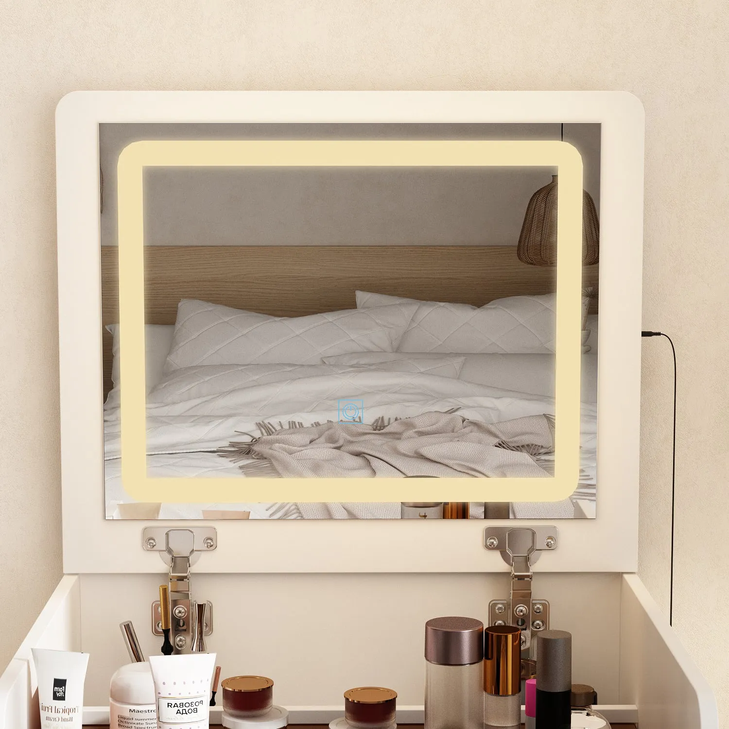 Makeup Vanity Desk with Lights and Flip Mirror