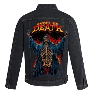 Mens ANGEL OF DEATH Graphic Button Up Denim Jacket