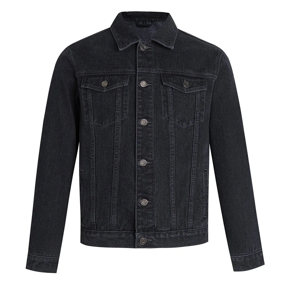 Mens NEVER GIVE UP Graphic Button Up Denim Jacket