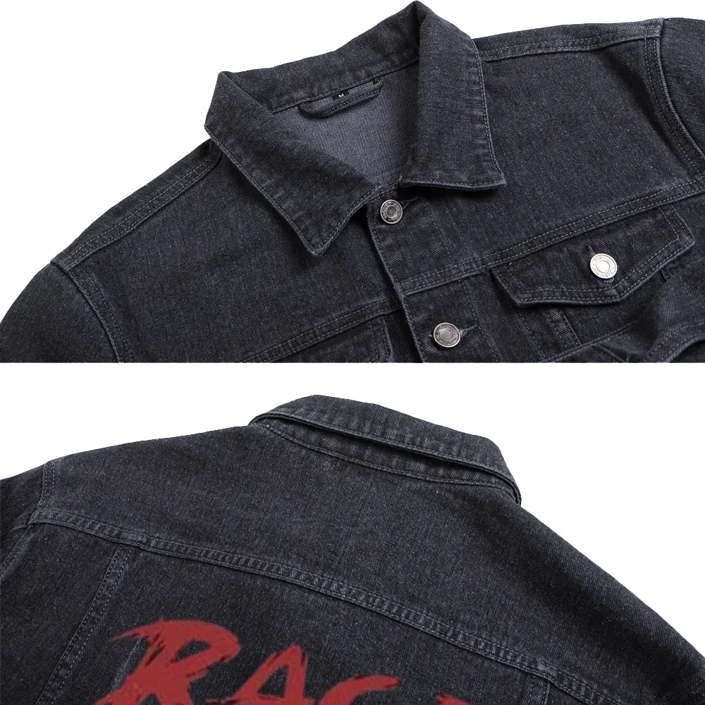 Mens Rage Against The Machine Graphic Button Up Denim Jacket