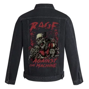 Mens Rage Against The Machine Graphic Button Up Denim Jacket