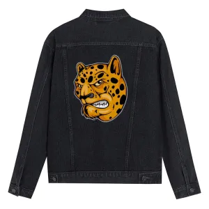 Mens Vintage Cartoon Prints Cheetah Denim Jacket