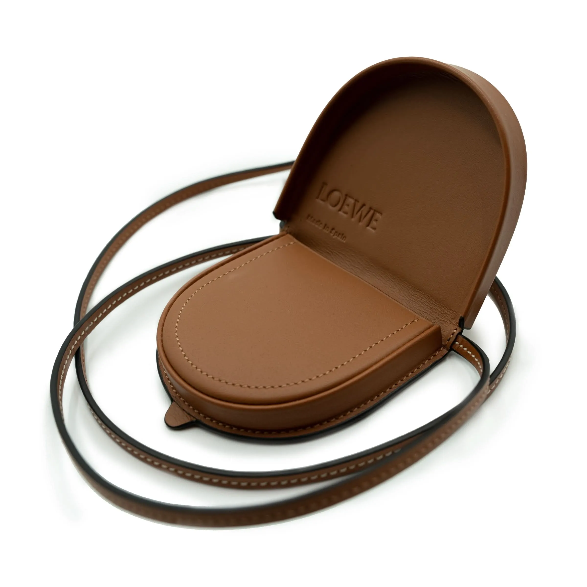 Mini Heel Pouch in Soft Calfskin in Tan