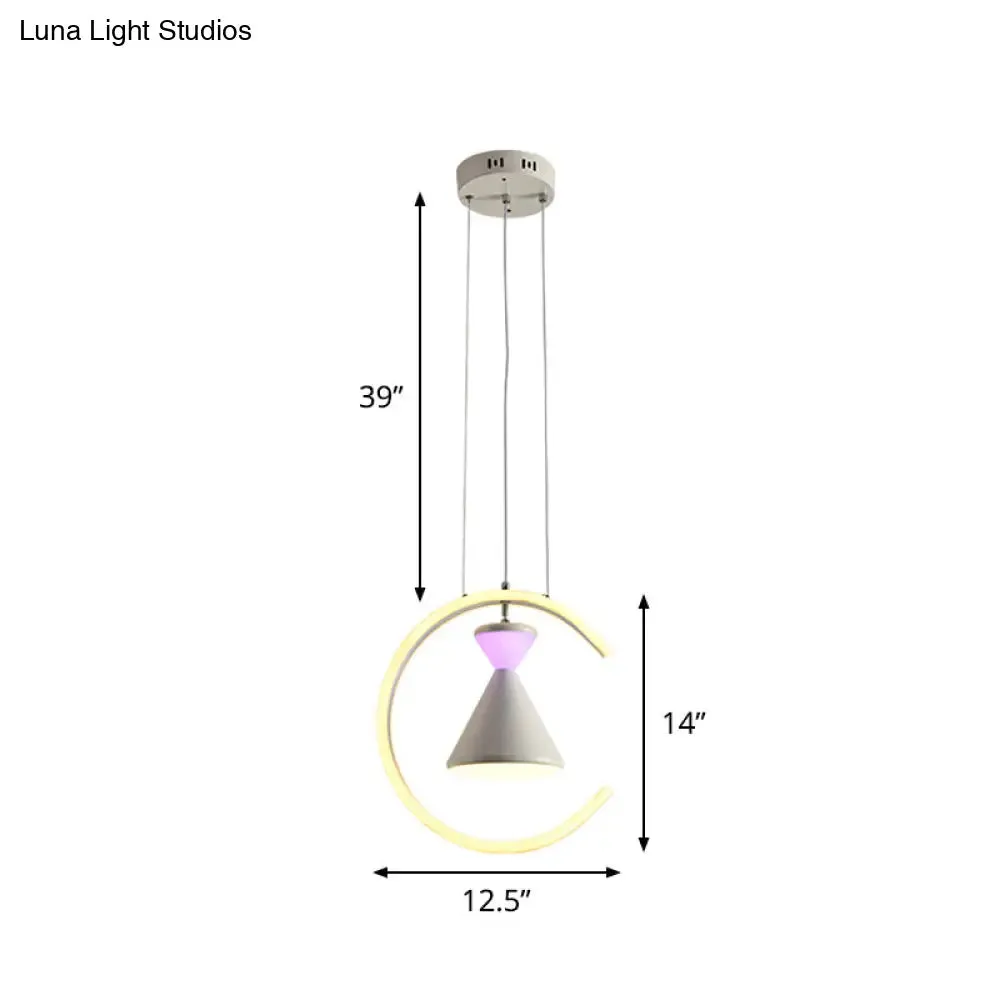 Minimalist LED Acrylic Hanging Light Kit: White Finish Hourglass and Ring Pendant - Perfect for Tables