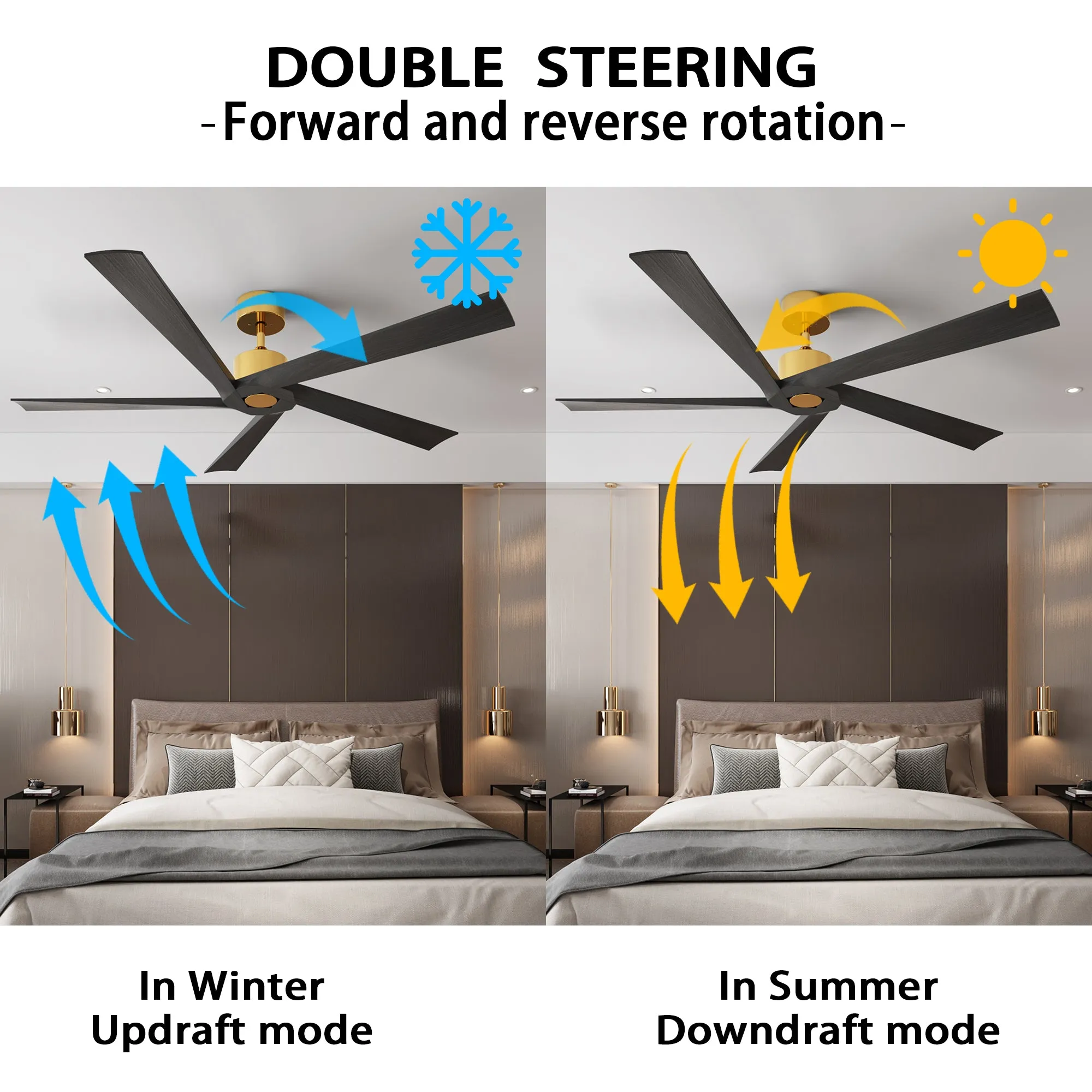 Modern Ceiling Fan With 5 Solid Wood Blades