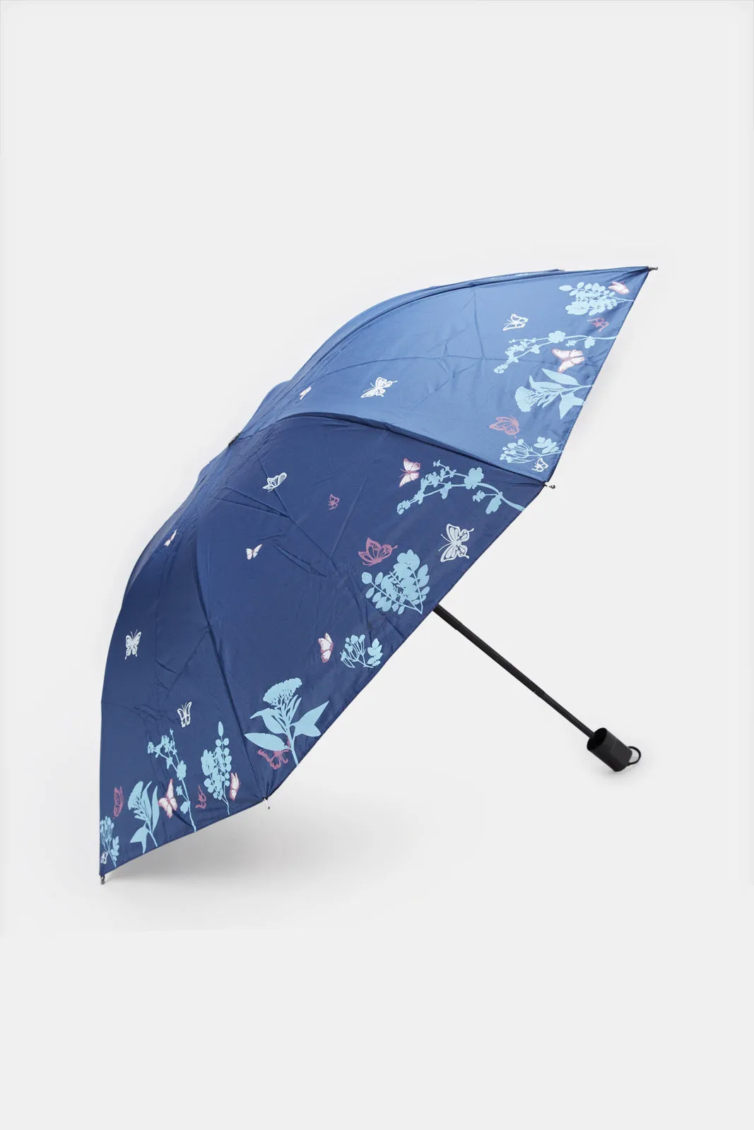 Navy Printed Foldable Umbrella