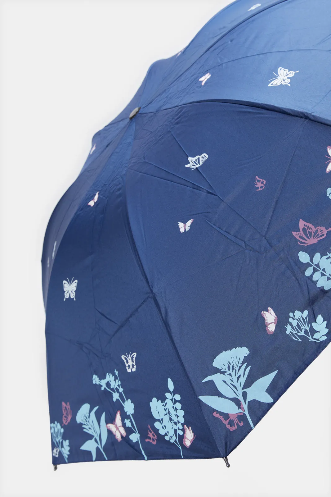 Navy Printed Foldable Umbrella