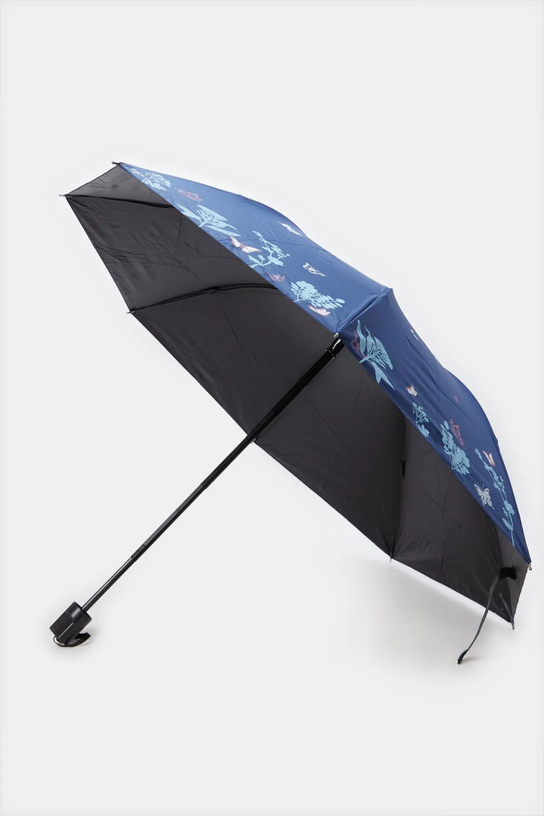 Navy Printed Foldable Umbrella