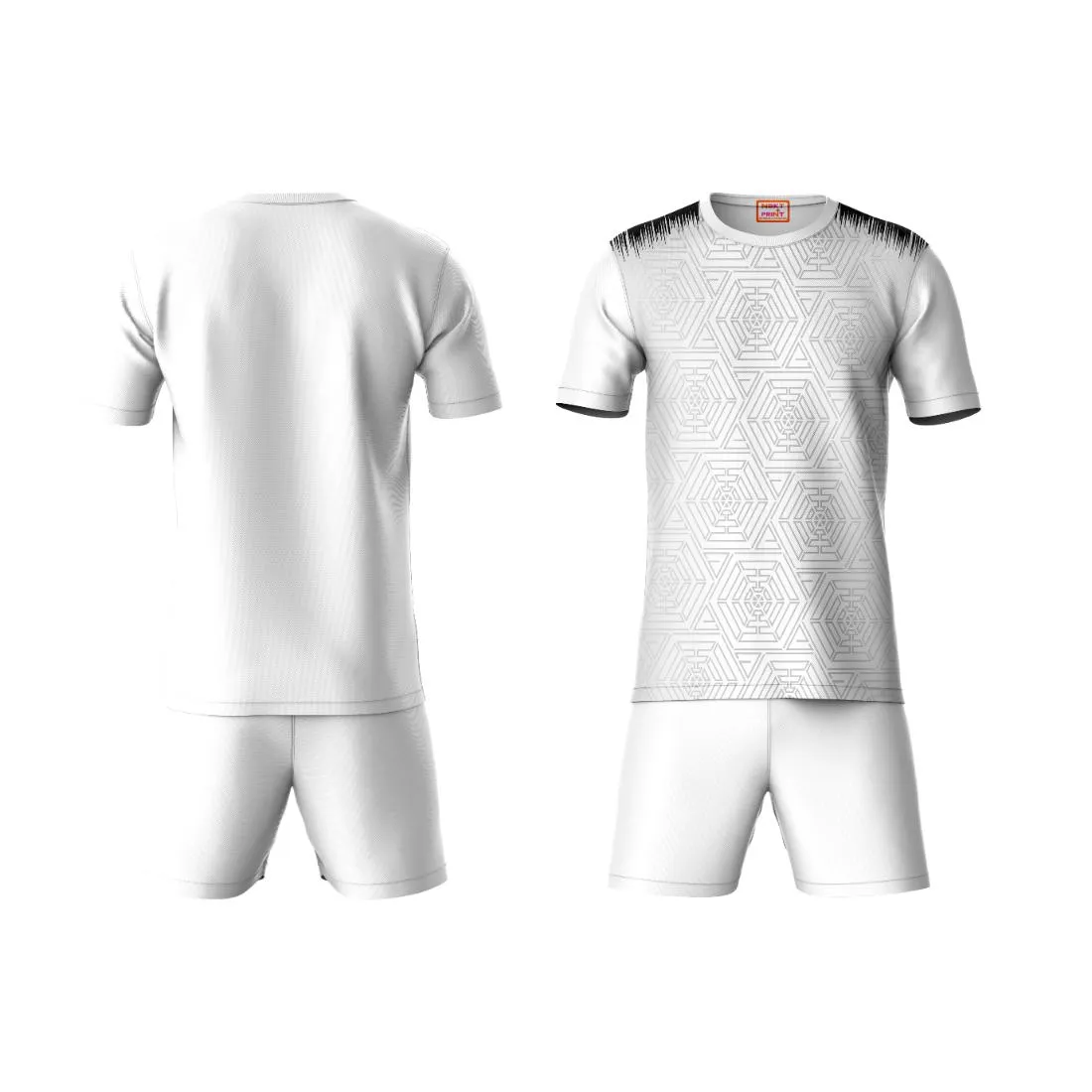 Next Print Round neck jersey white with shorts NPTS118