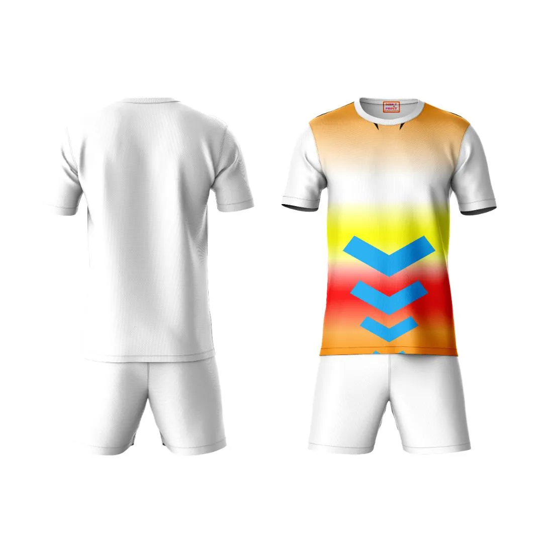 Next Print Round neck jersey white with shorts NPTS130