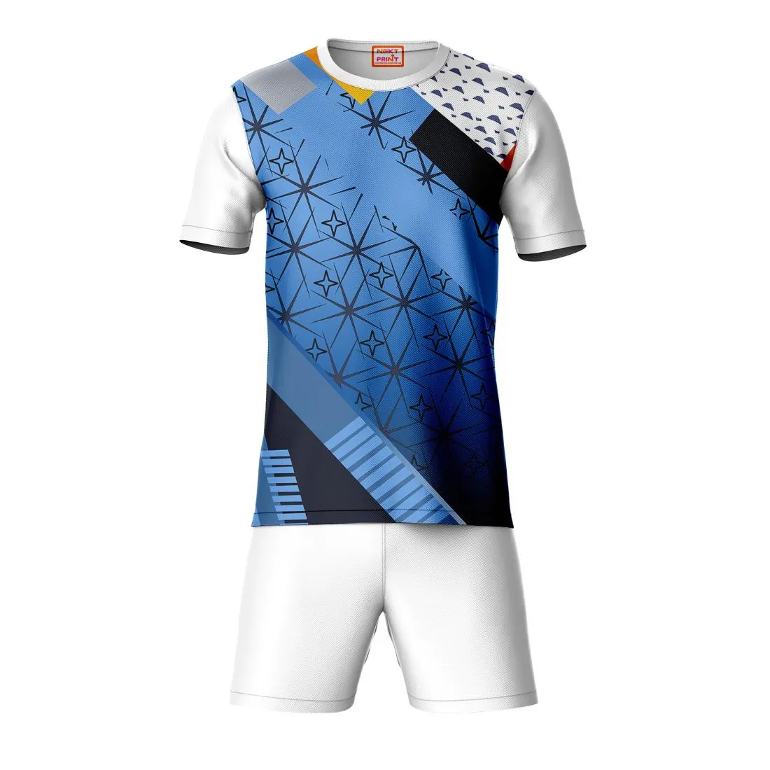 Next Print Round neck jersey white with shorts NPTS155