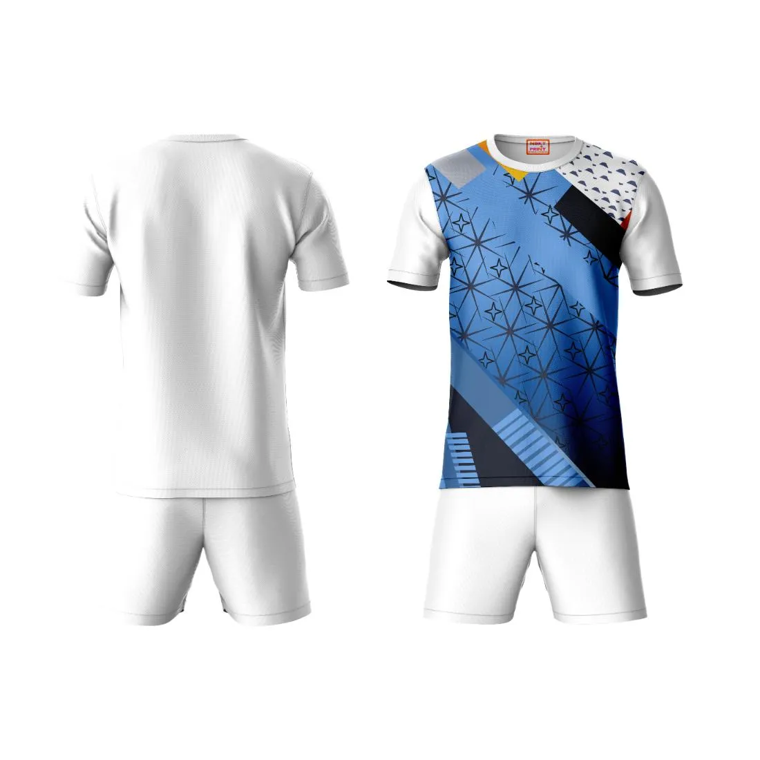 Next Print Round neck jersey white with shorts NPTS155