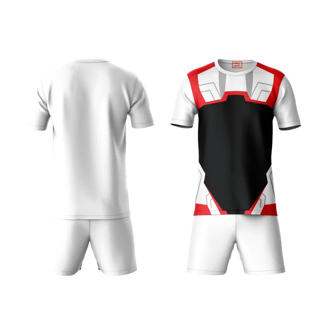 Next Print Round neck jersey white with shorts NPTS178