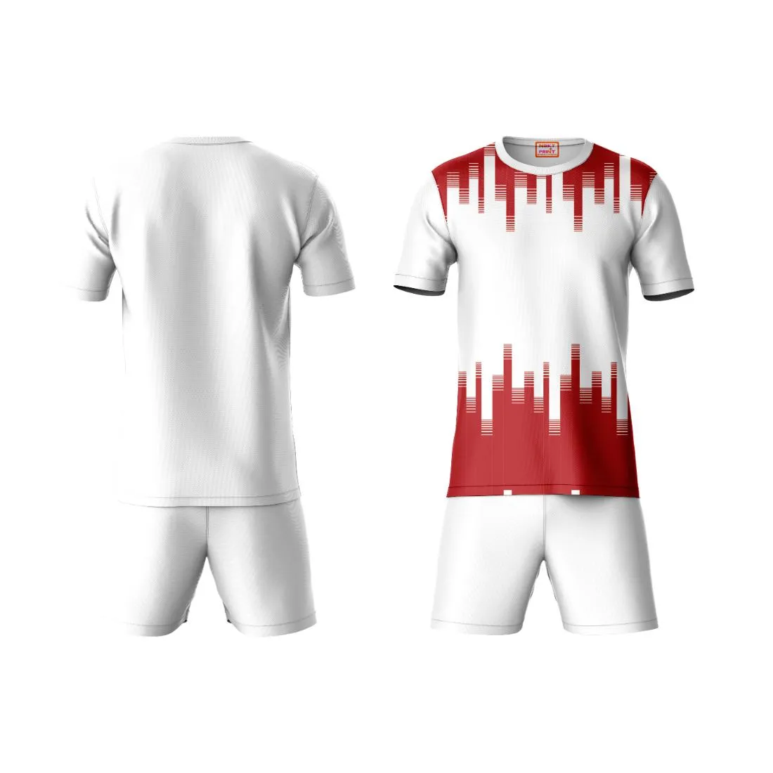 Next Print Round neck jersey white with shorts NPTS18