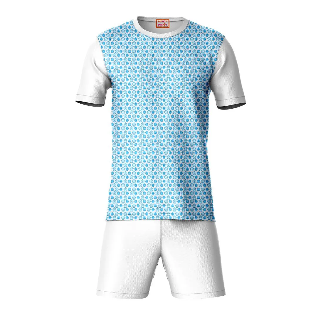 Next Print Round neck jersey white with shorts NPTS51