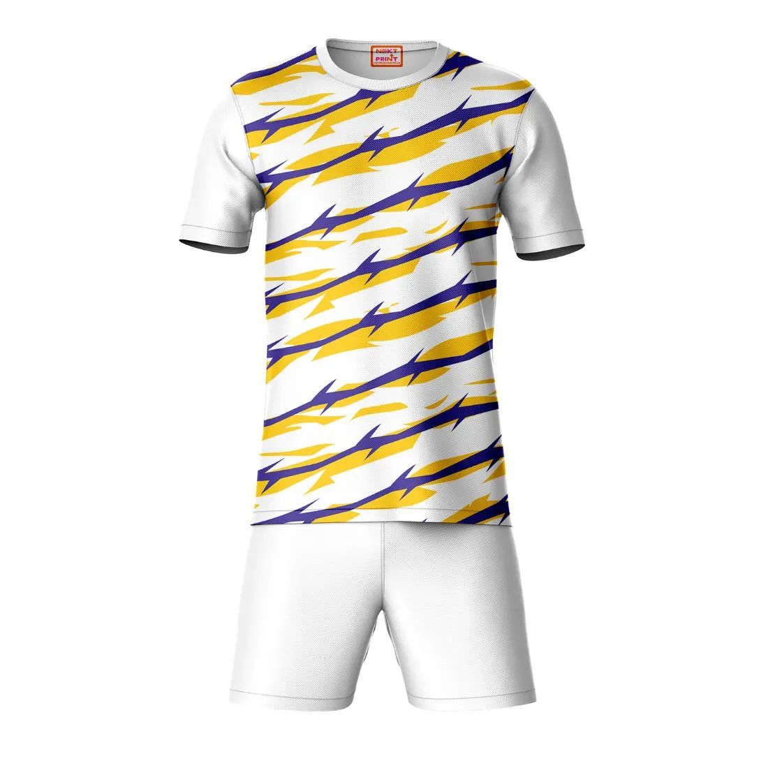 Next Print Round neck jersey white with shorts NPTS56