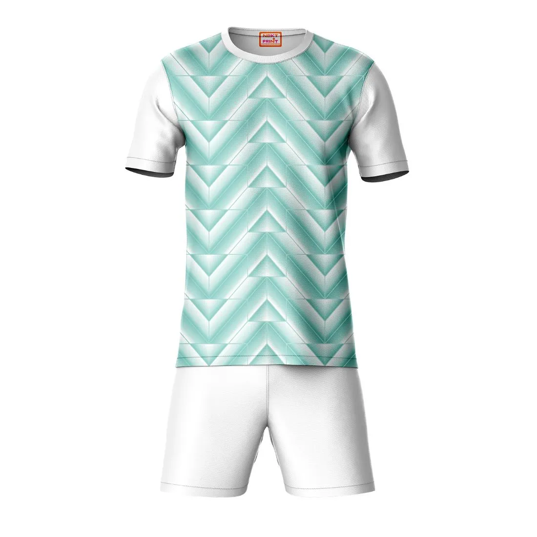 Next Print Round neck jersey white with shorts NPTS77