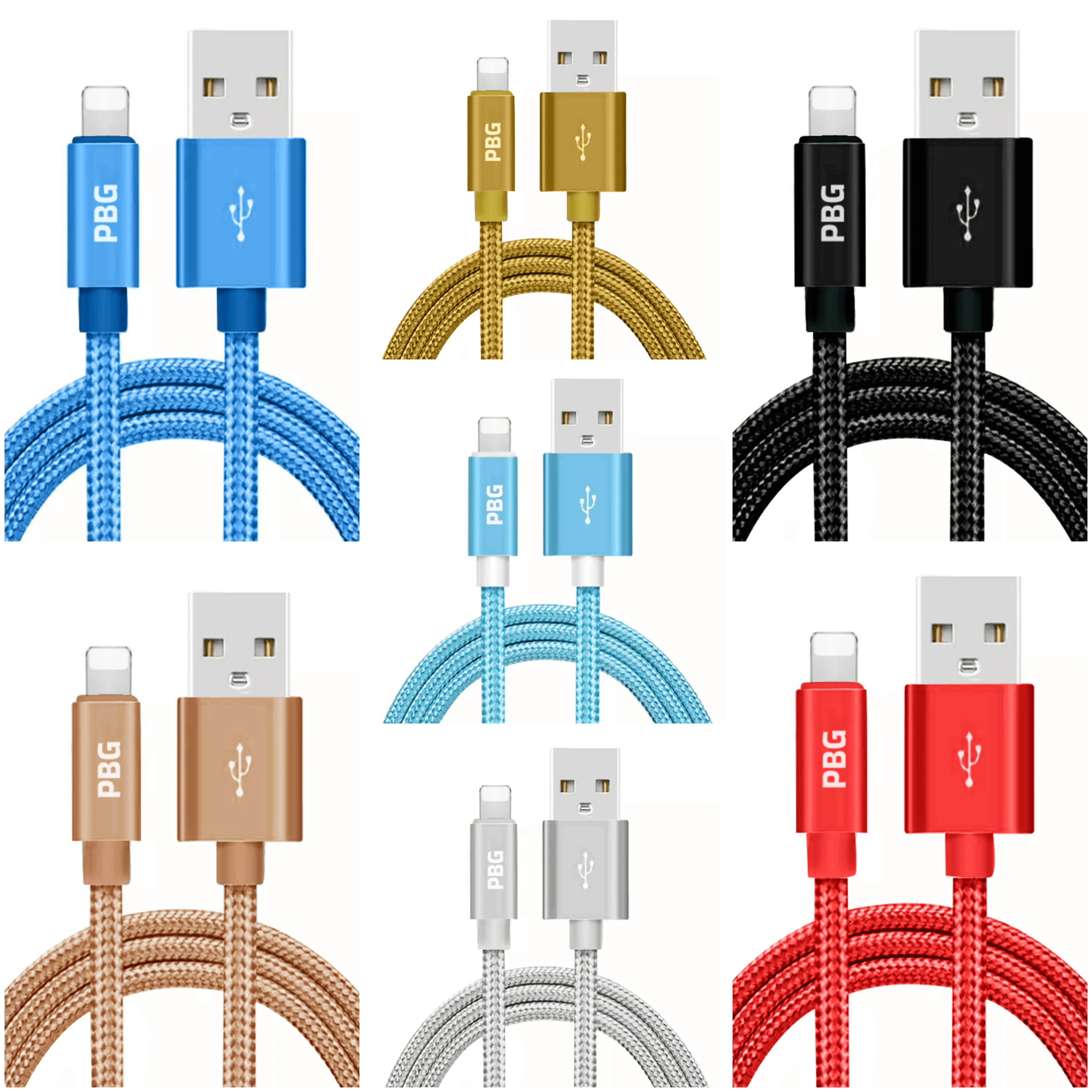 PBG 10FT XL Best iPhone Charger Cable - Durable & Fast Charging (Multicolor)