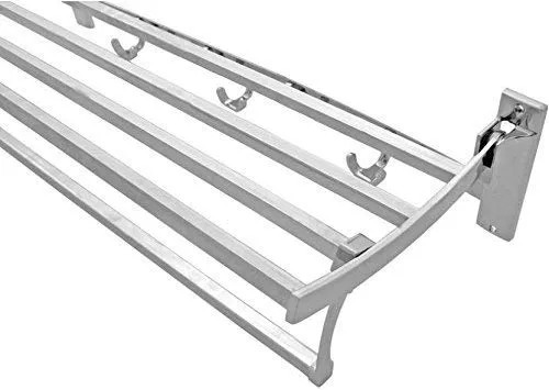 Planet Platinum Heavy Stainless Steel Square Folding Towel Rack/Bathroom Accessories (1.5 feet Long)