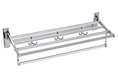 Planet Platinum Heavy Stainless Steel Square Folding Towel Rack/Bathroom Accessories (1.5 feet Long)