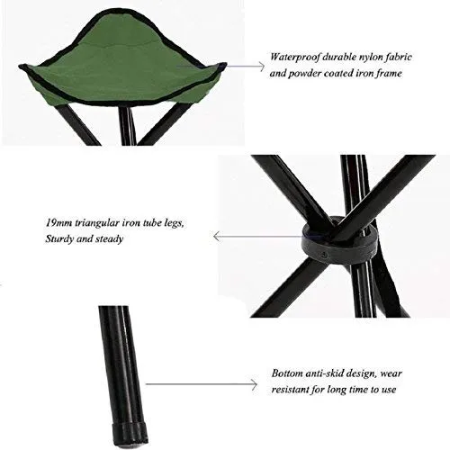 R RUNILEX Folding Tripod 3 Leg Stool for Camping & Travelling, Portable & Foldable