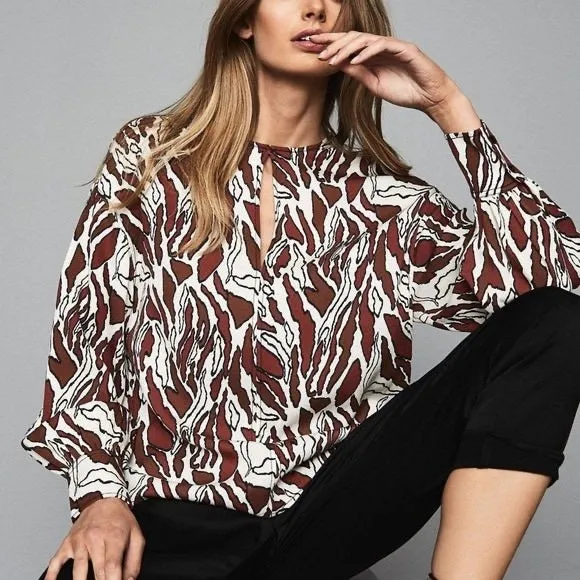 REISS NEW ALANA TIGER PRINT TOP - 4