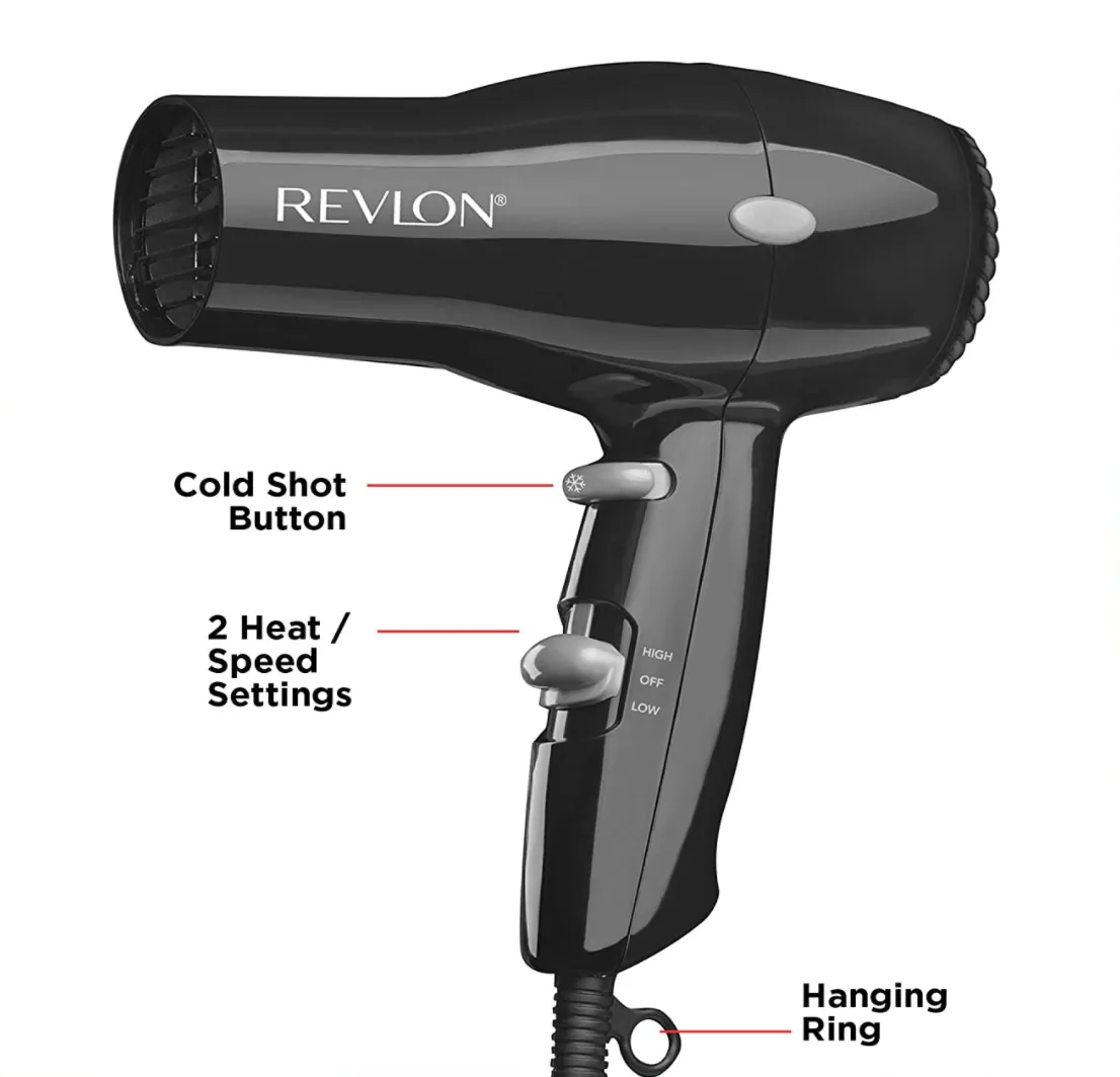 Revlon Essentials Lightweight   Compact Travel Hair Dryer – Black