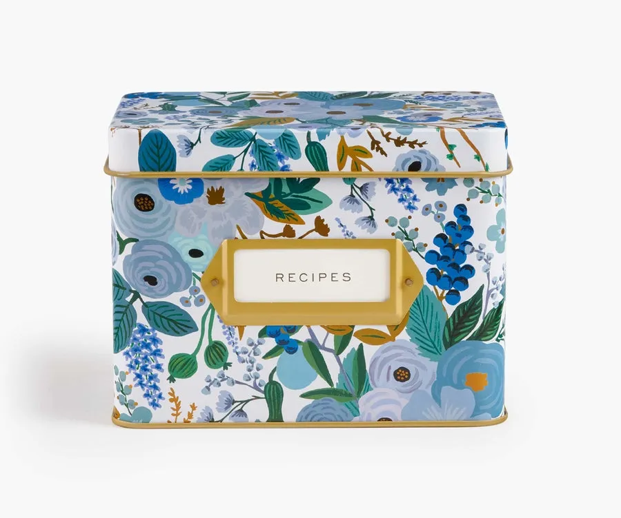 Rifle Paper Garden Party Blue Recipe Tin Box