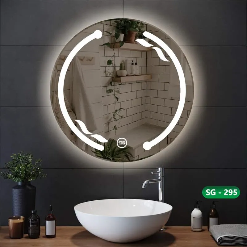 Spark Glass Round LED Touch Sensor Mirror .(LedColour: White, Warm White, & Mix Light)- (Size:24x24 Inch)