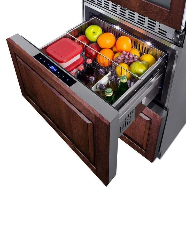 Summit 24" Wide Dual Zone Wine Cellar and 2-Drawer Refrigerator Freezer (Panels not Included)   SWCDRF24PNR