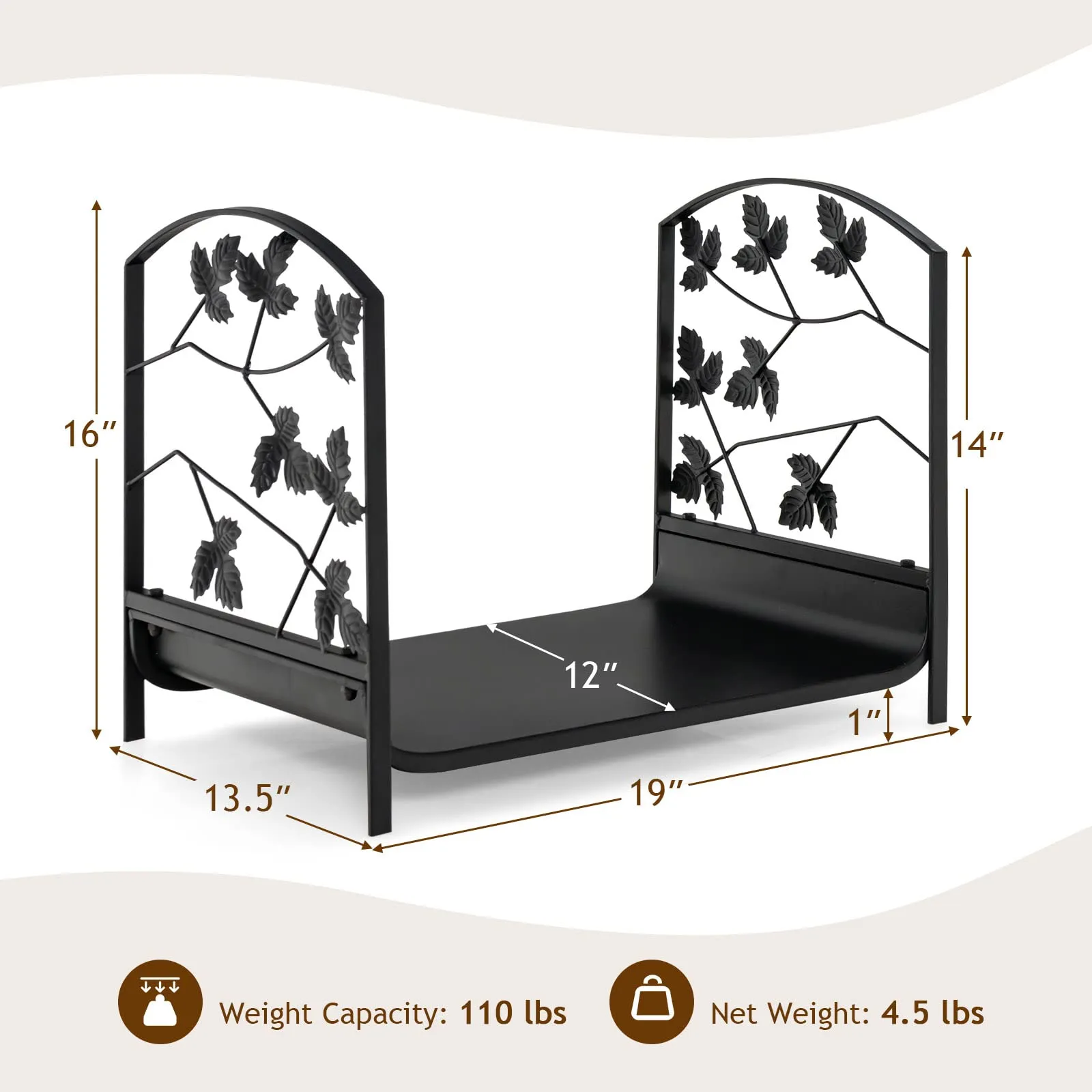 Tangkula 19 Inch Firewood Rack, Decorative Log Holder