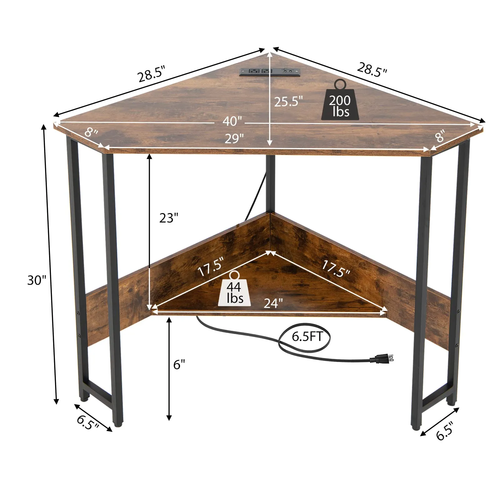 Tangkula Corner Desk with Power Outlet & USB Ports, Triangle Computer Desk with Charging Station