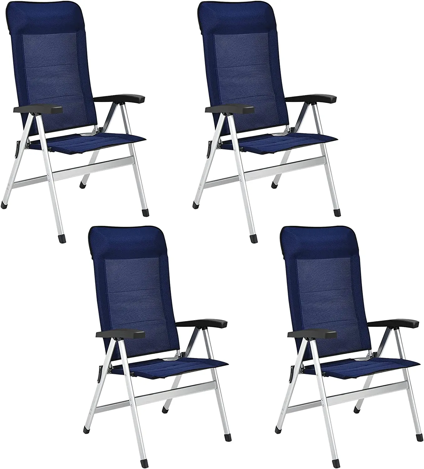 Tangkula Patio Folding Chairs, Portable Reclining Chairs with 7-Position Adjustable Back & Padded Headrest