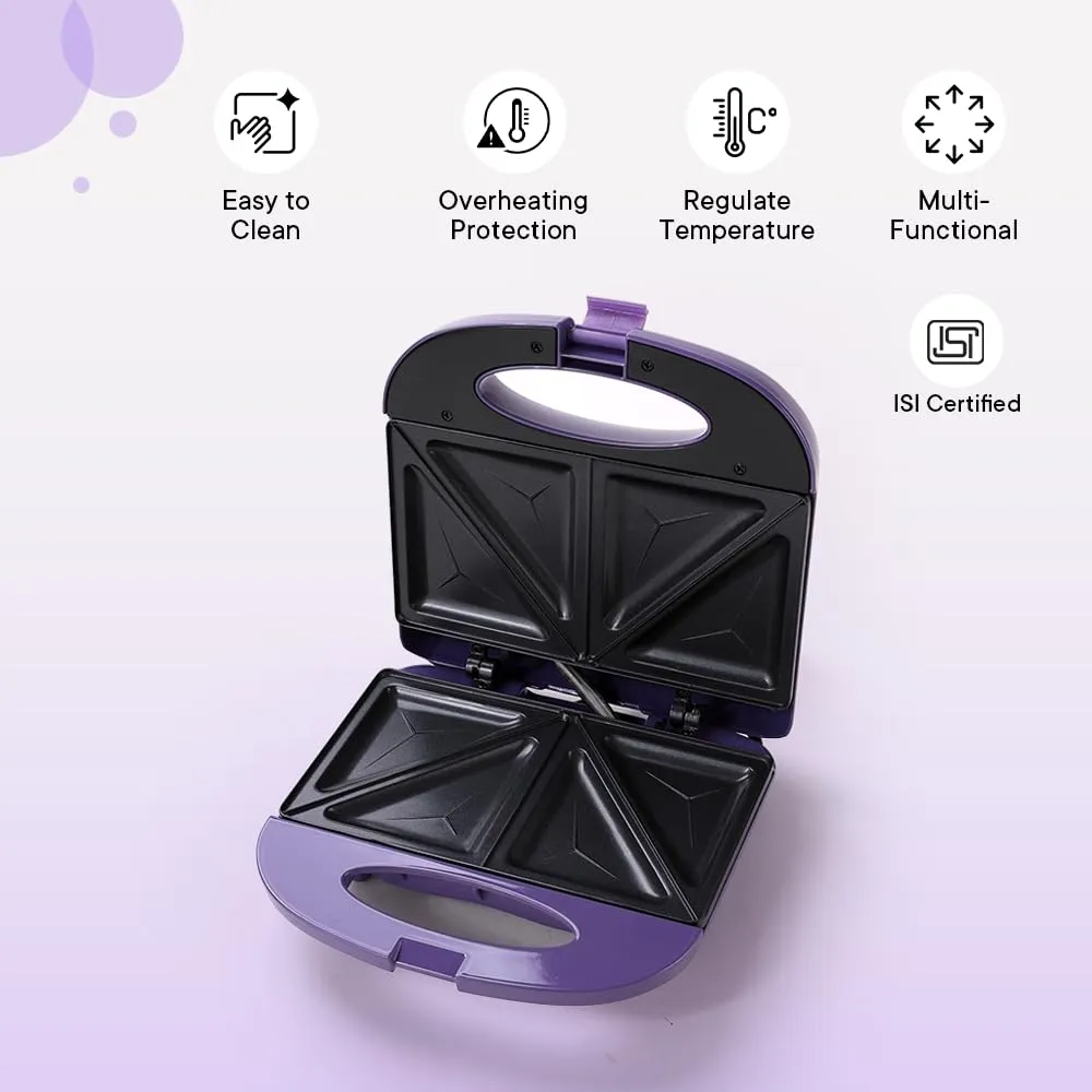 The Better Home FUMATO House Warming, Anniversary, Wedding Gifts for Couples- 2 Slice Pop-up Toaster with Bun Rack   Sandwich Maker   2 in 1 Egg Boiler & Poacher | 1 Year Warranty (Purple)