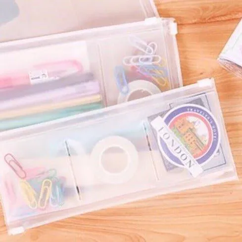 Transparent pencil case EVA zipper bag frosted minimalist style NP-020011