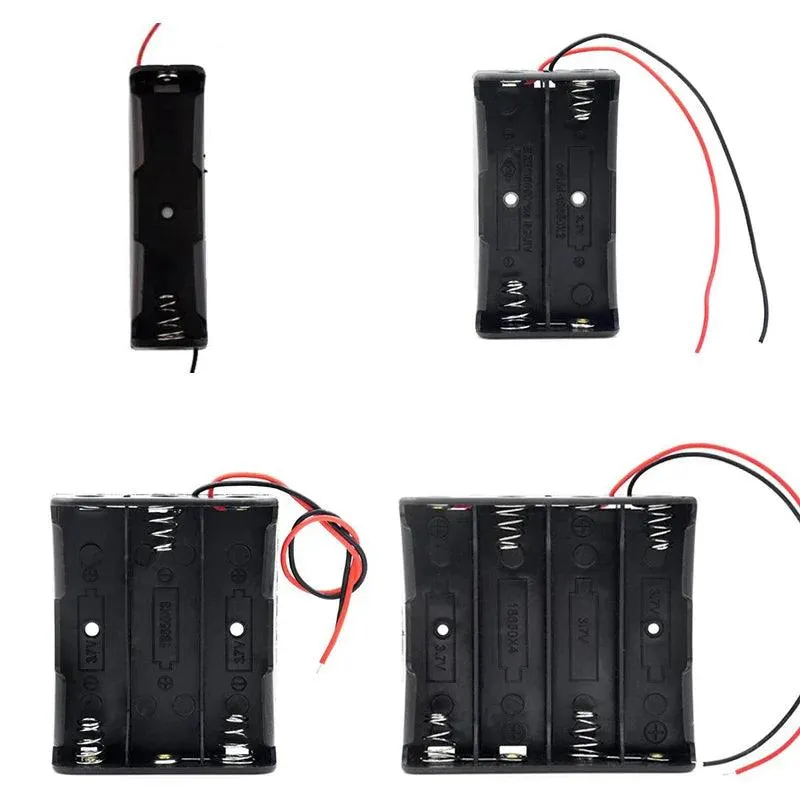 Versatile 18650 Battery Holder Cases with Wire Leads - Available in 1 to 4 Slot Configurations